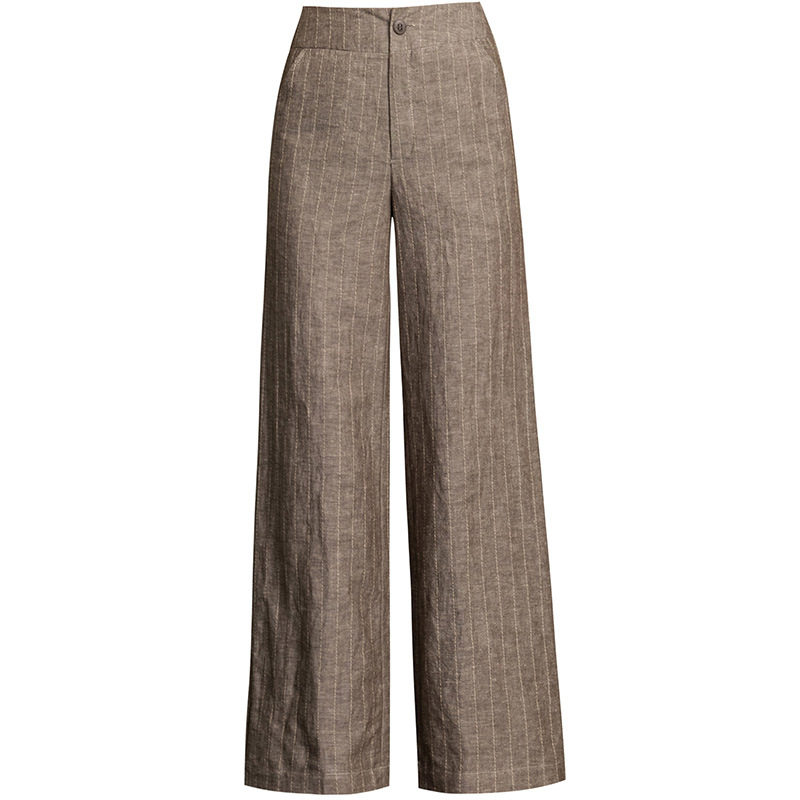 2022 Spring/Summer thin high-waisted wide-leg artistic cotton and linen pants, women's striped long pants, linen casual women's pants, large size, slimming Item Picture